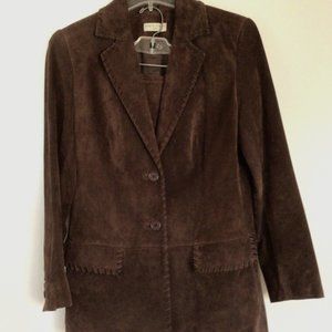 Women's Brown Suede Lined Jacket & Skirt Sz 6P Lord & Taylor ‘90s GORGEOUS!